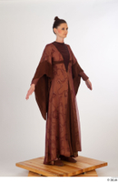  Photos Woman in Historical Dress 35 15th century a poses brown dress historical clothing whole body 0008.jpg